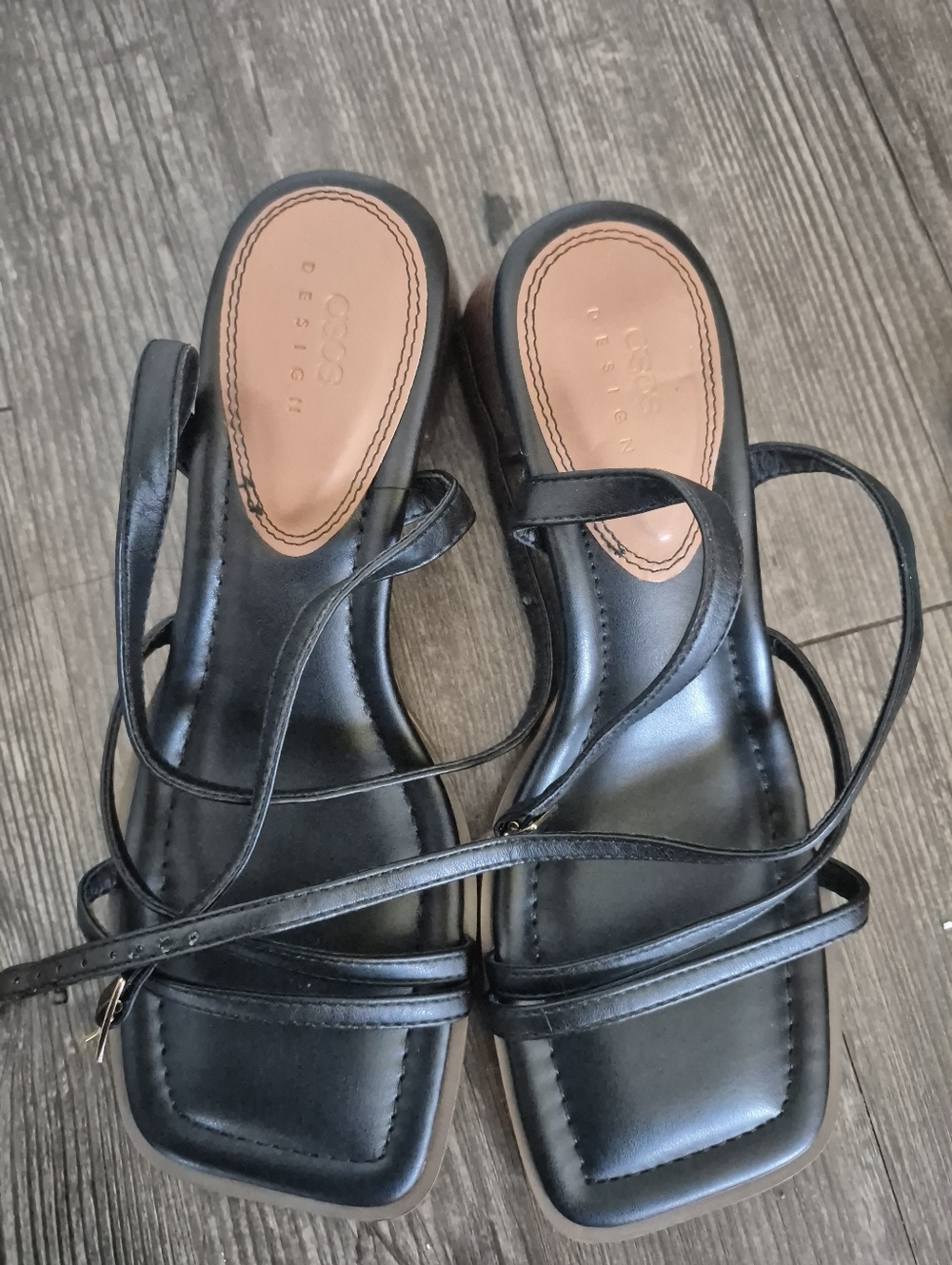 NWOT! ASOS Black Strappy Square-Toe Sandals